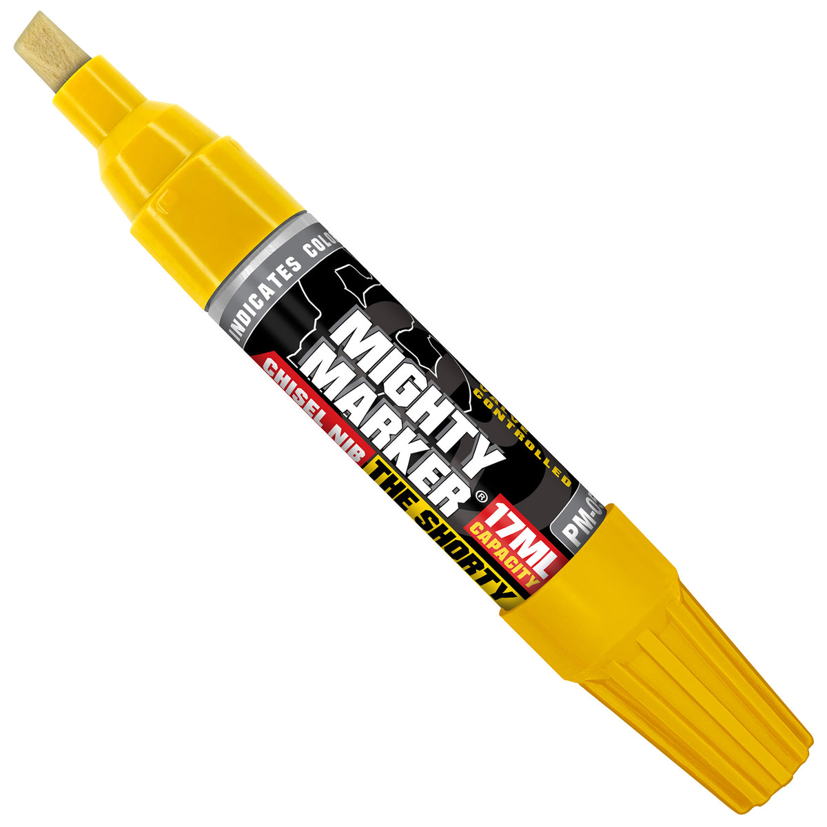 PM-05 Yellow Mighty Marker with black label on a white background