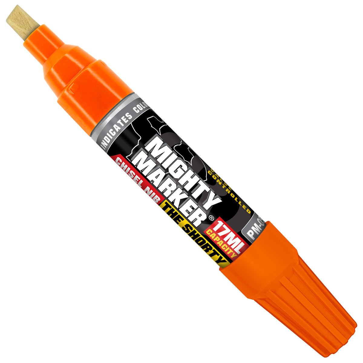 PM-05 Orange Mighty Marker with black label on a white background