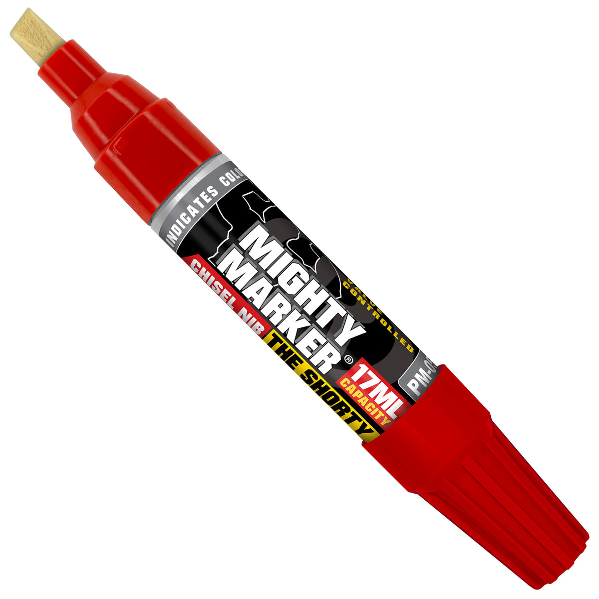 PM-05 Red Mighty Marker with black label on a white background