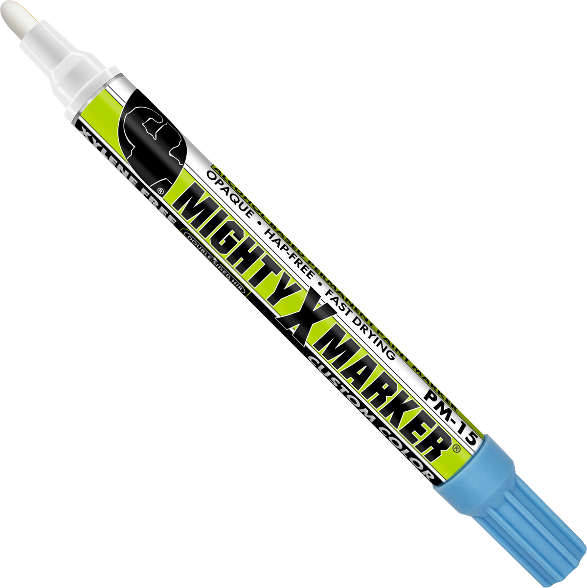 PM-15 light blue Mighty X Marker with blue tip on a white background