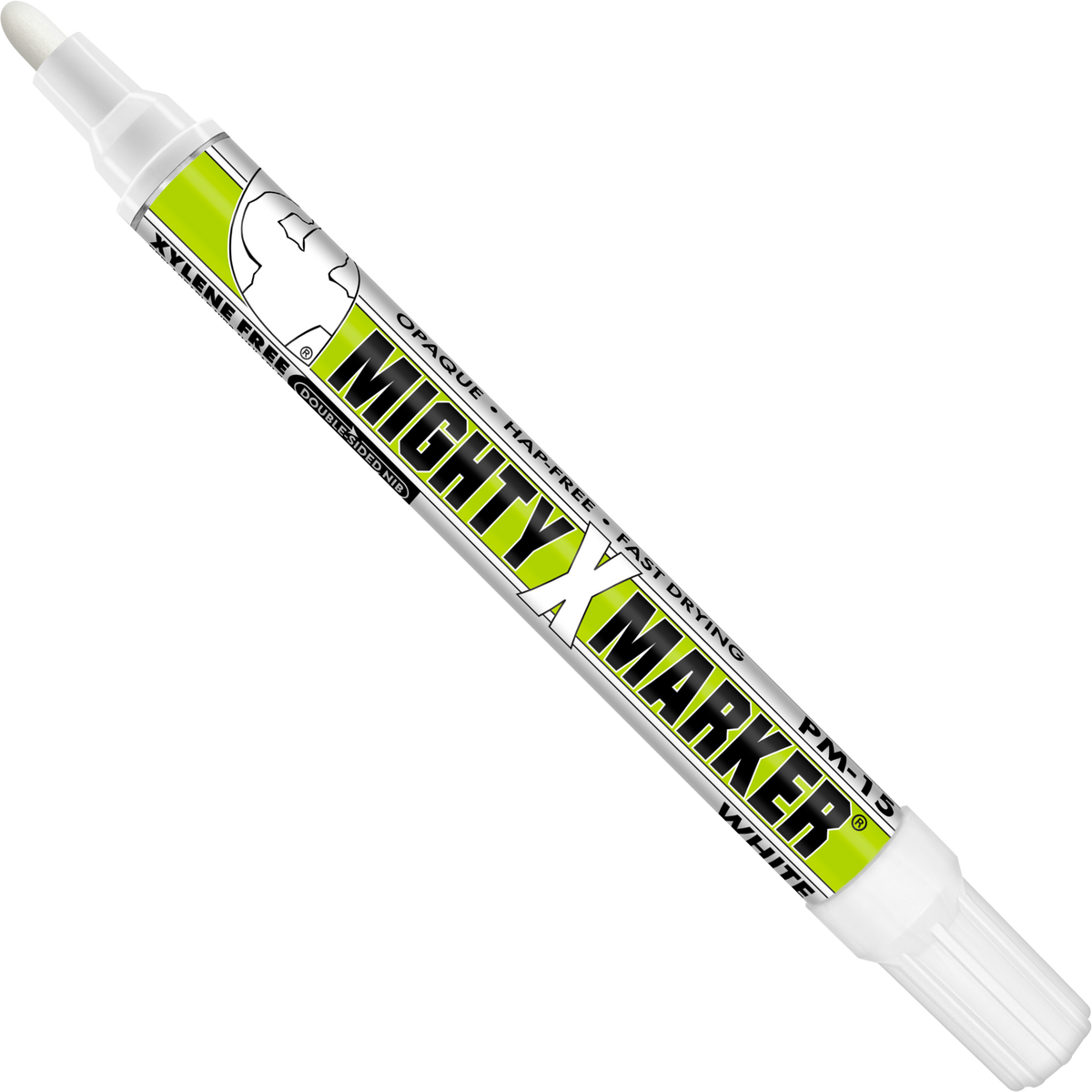 PM-15 White Mighty Marker pen on a white background