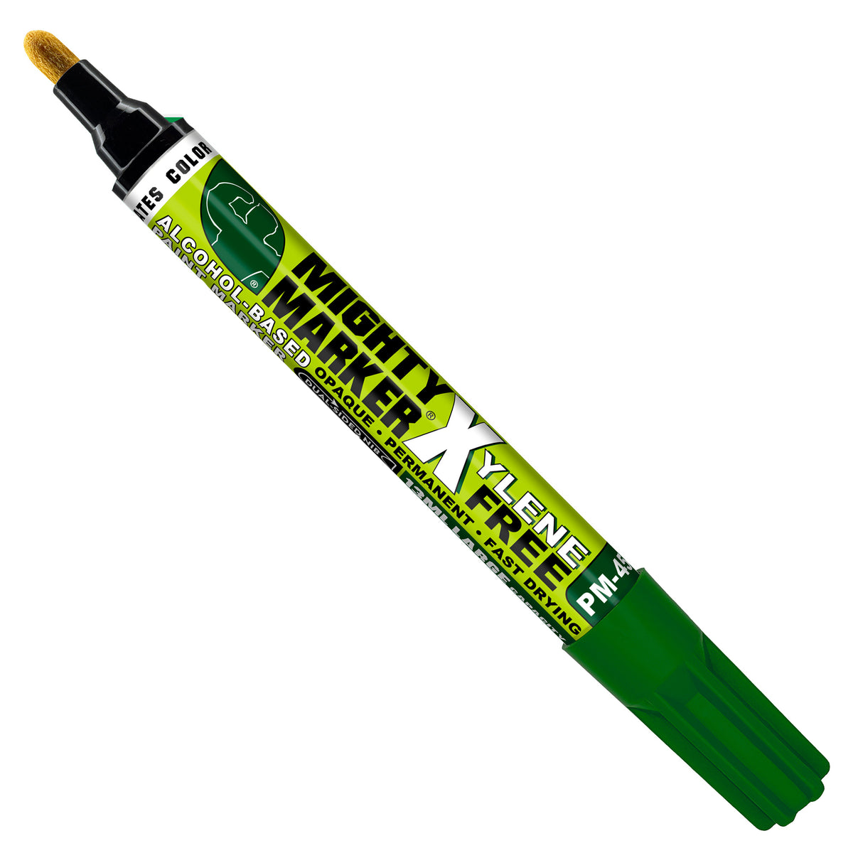 PM-45 Green Mighty X Marker with black cap on a white background
