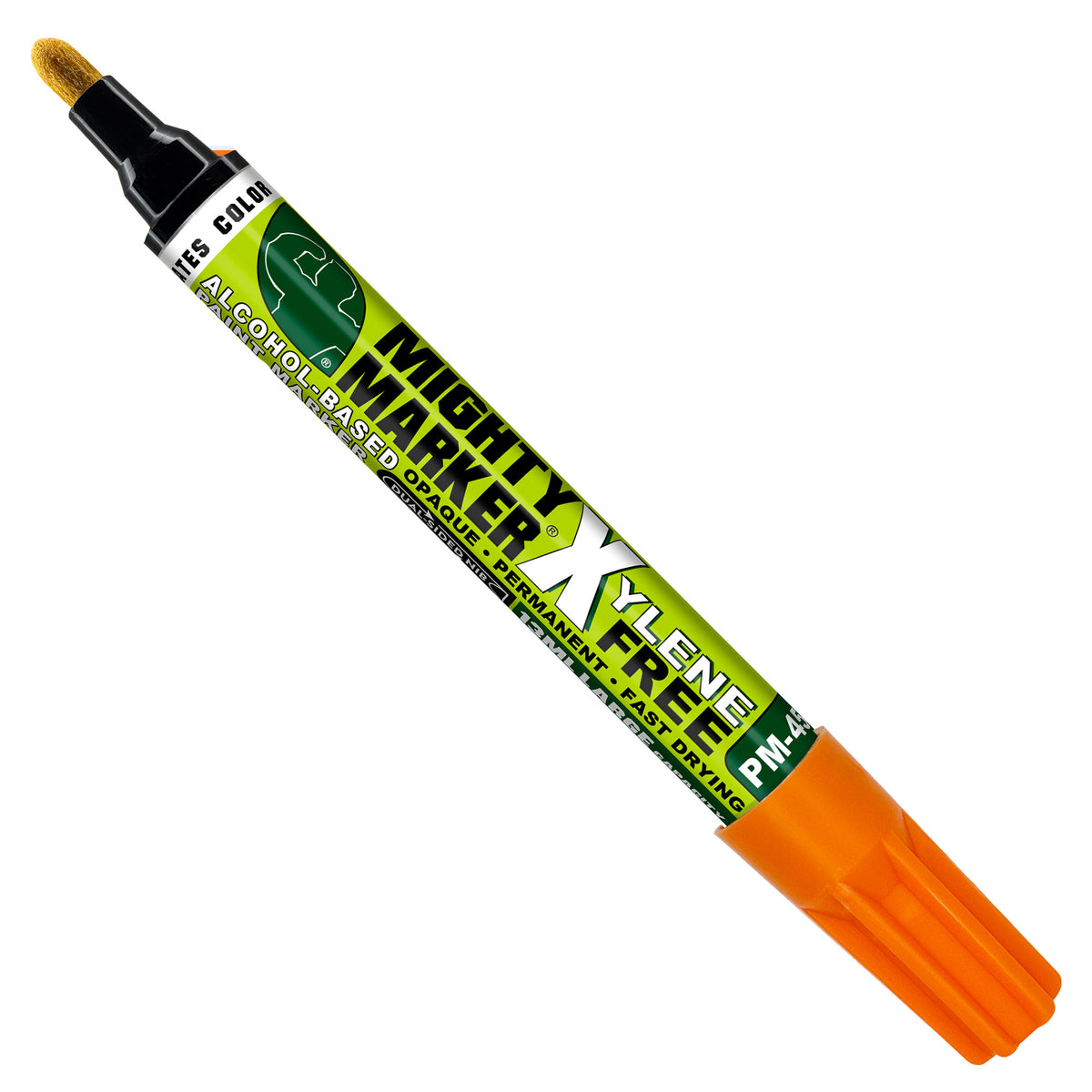 PM-45 Orange Mighty X Marker with green label on a white background
