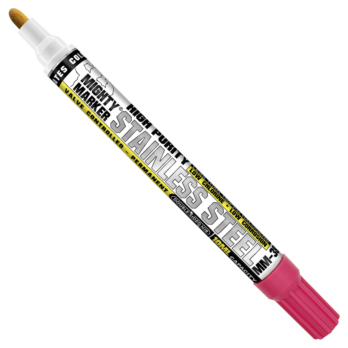 MM-38 Pink Stainless Steel Mighty Marker with pink cap on a white background
