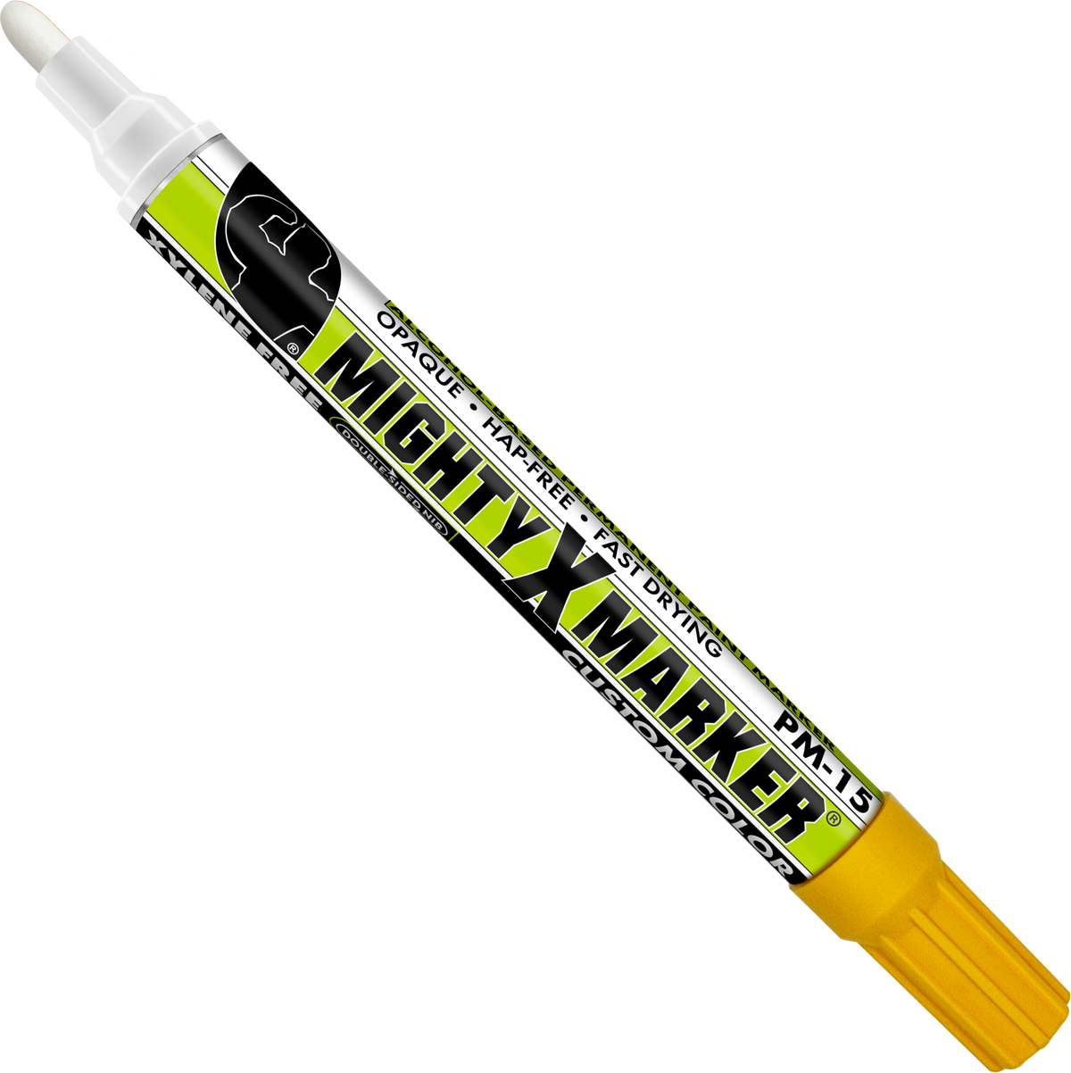 PM-15 Fluorescent Yellow Mighty X Marker with fluorescent yellow cap on a white background