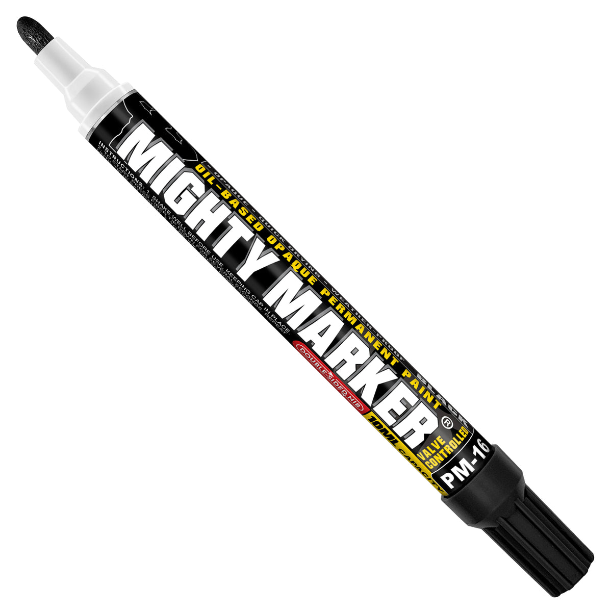 PM-16 Black Mighty Marker permanent paint marker on a white background
