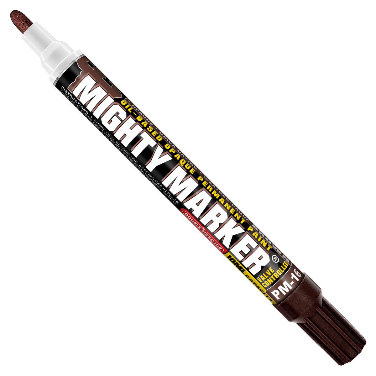 PM-16 Brown Mighty Marker oil-based permanent marker on a white background