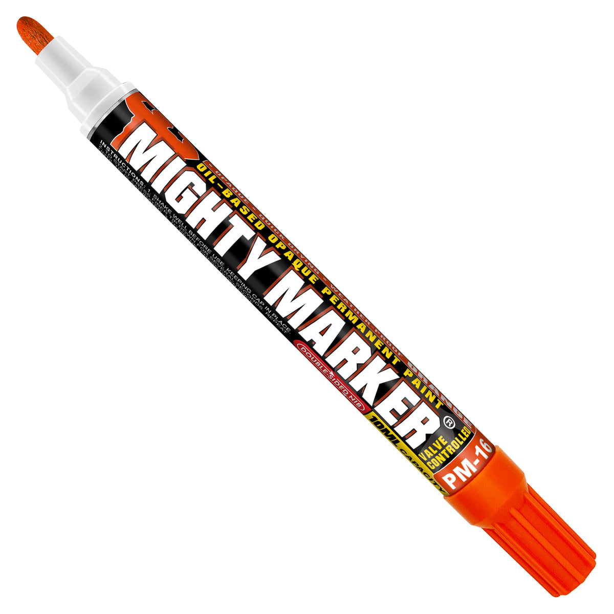 PM-16 Orange Mighty Marker with black label on a white background