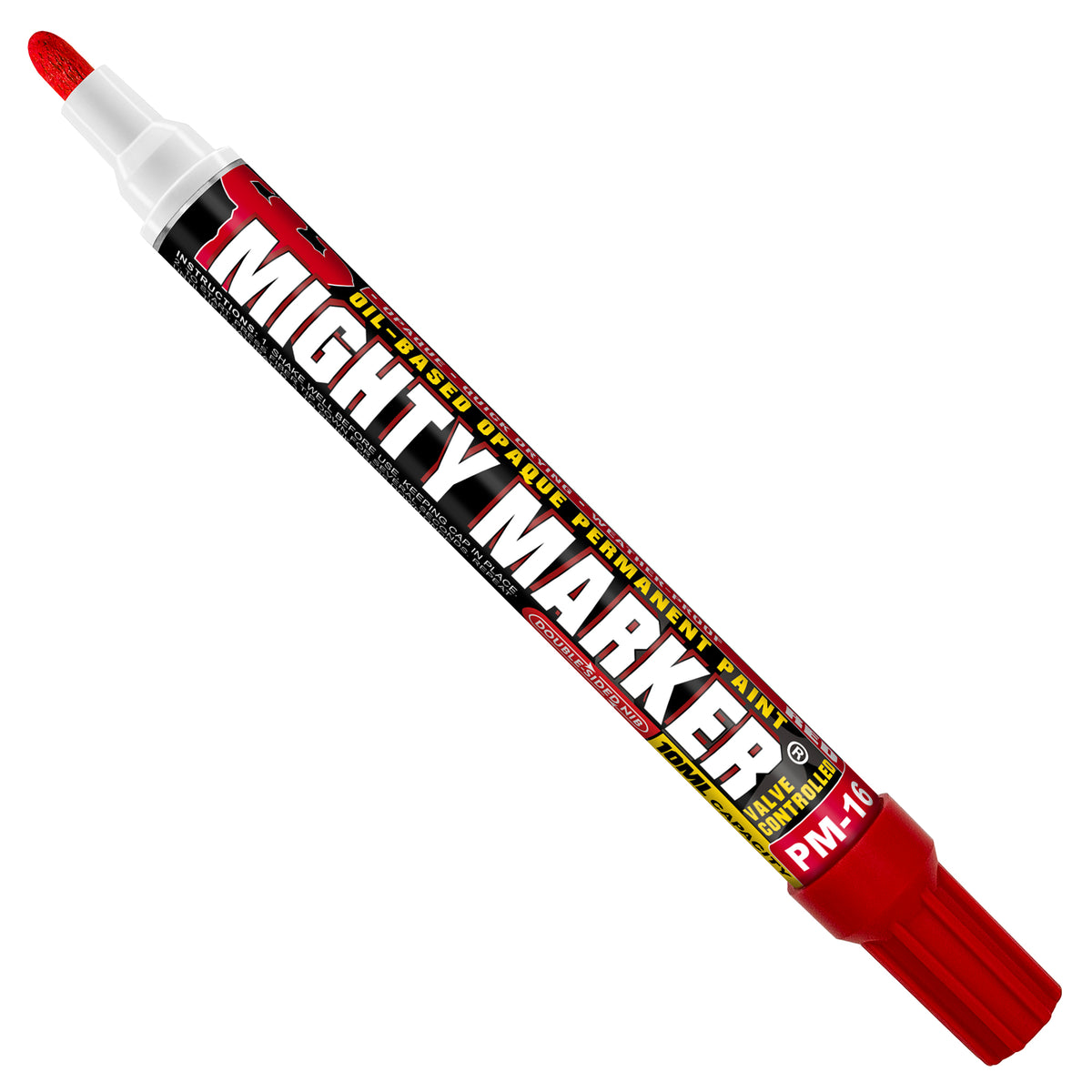 PM-16 Red Mighty Marker paint pen with red cap and body on a white background