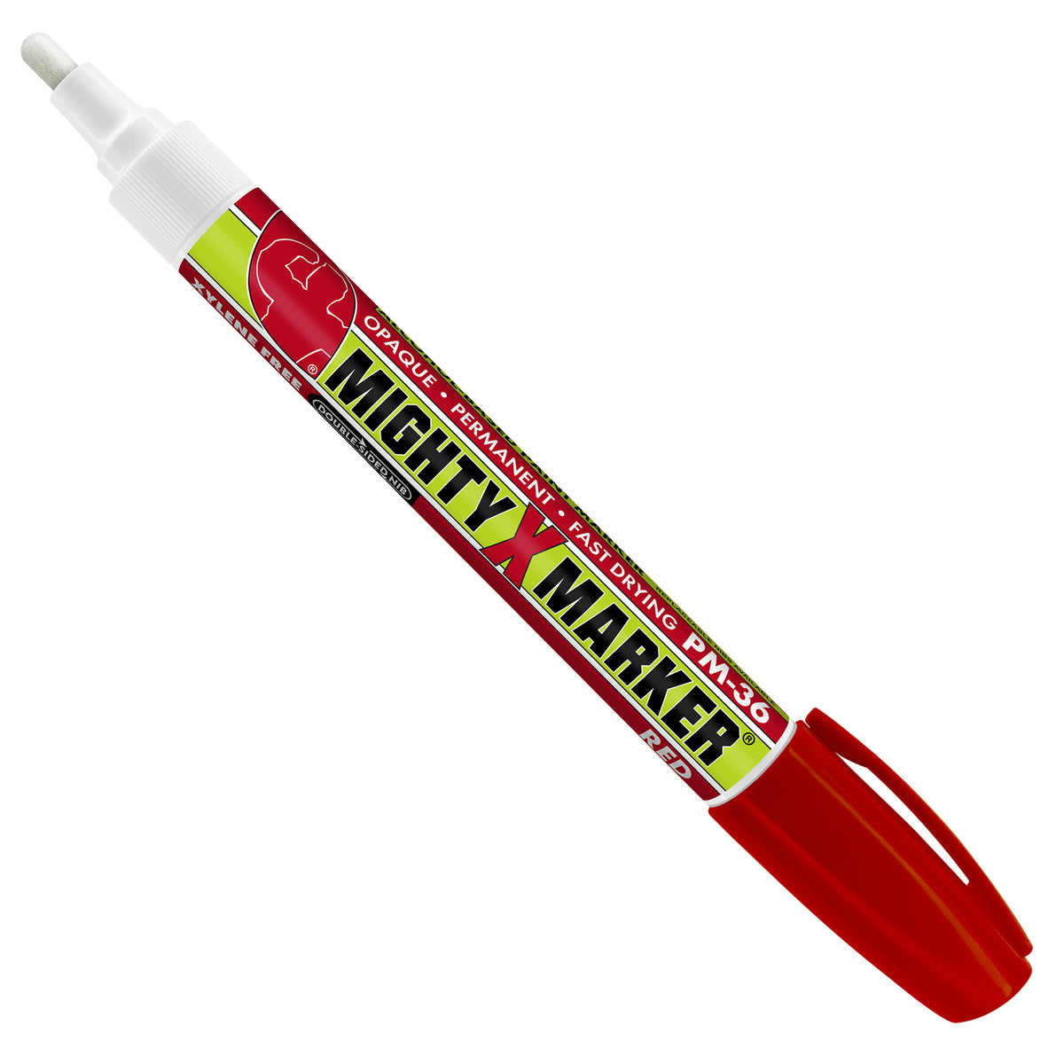 PM-36 Red Mighty X Marker with a red cap and nozzle, shown diagonally on a plain white background.