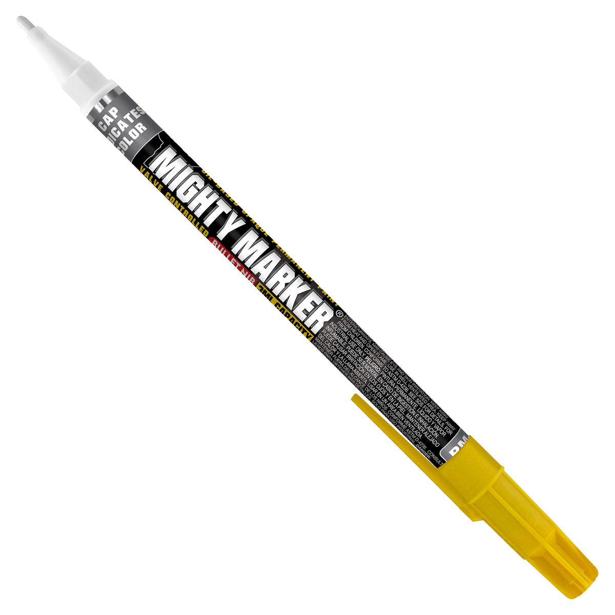 Yellow Mighty Marker pen on a white background